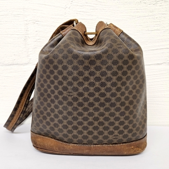Celine Vintage Macadam Sac Seau Drawstring Bucket Bag in Canvas and Leather - Picture 6 of 16